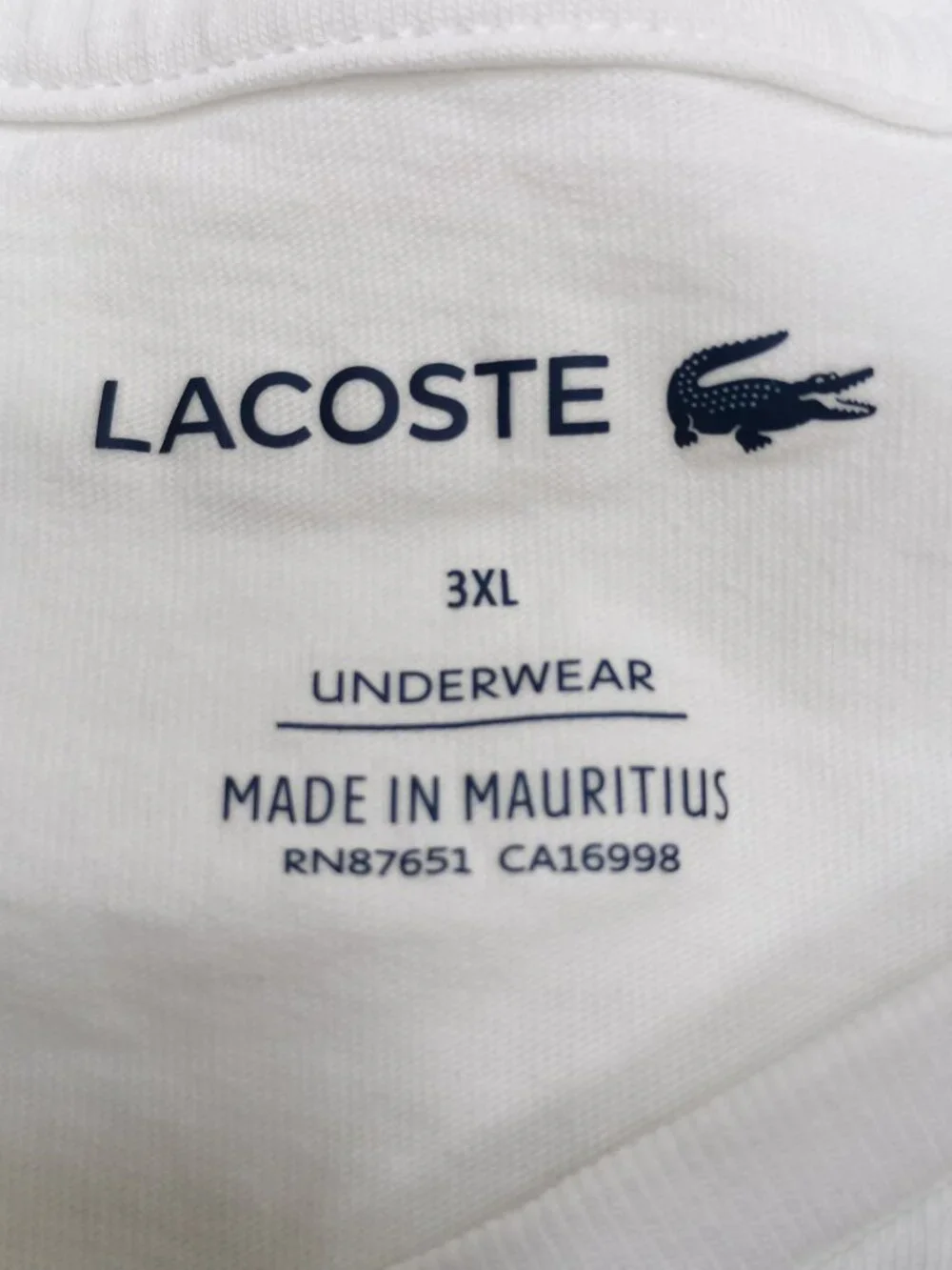Lacoste V Neck T Shirt Mens 3XL White Crocodile Logo Classic Minimalist